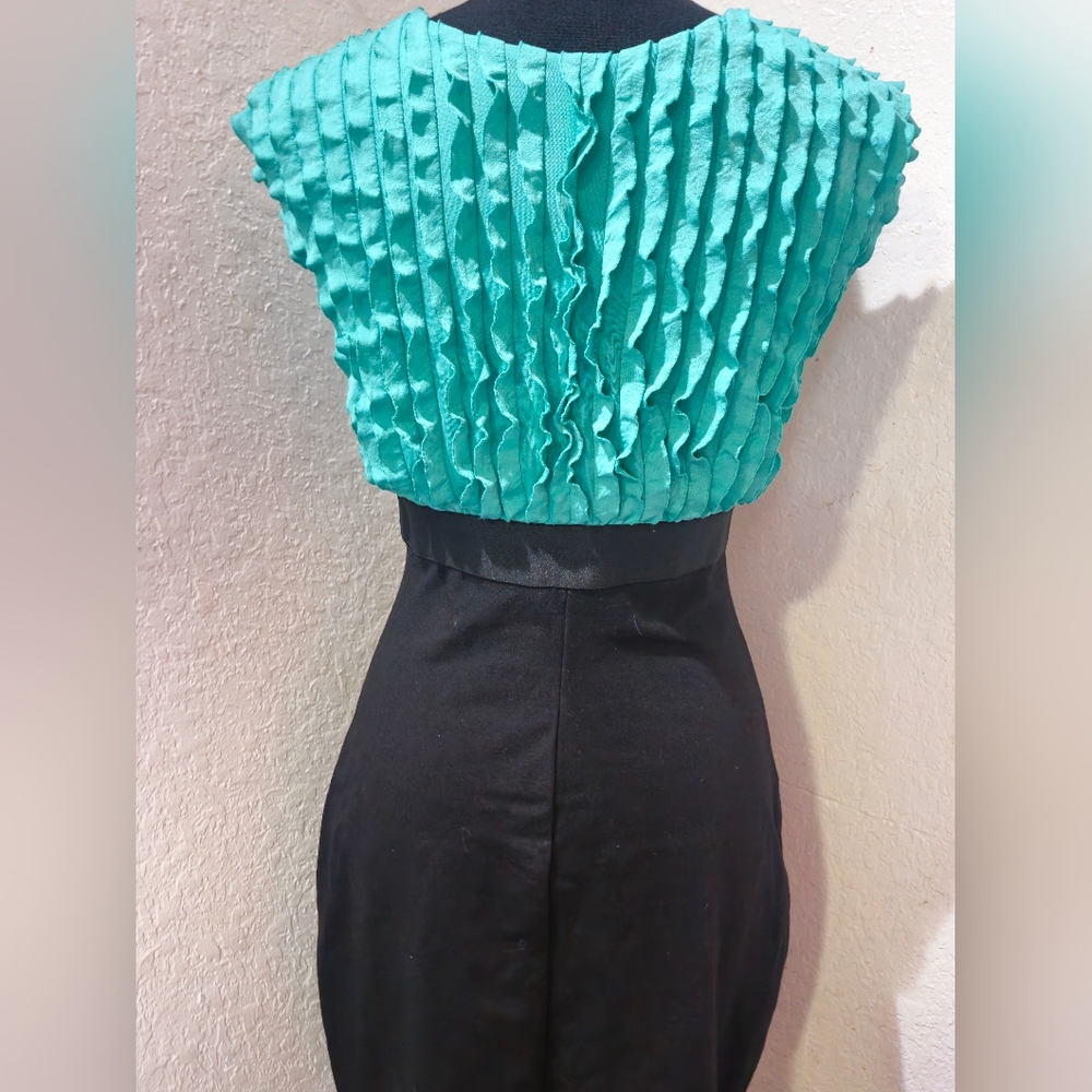 Sophia Max Black and Teal Ruffle Mini Dress image 5